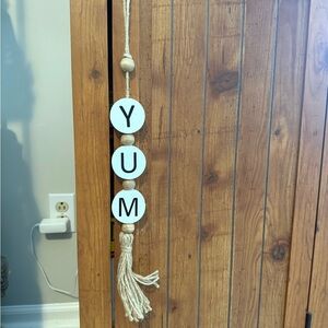 Hobby Lobby Cream 'YUM' Beaded Wall Decor